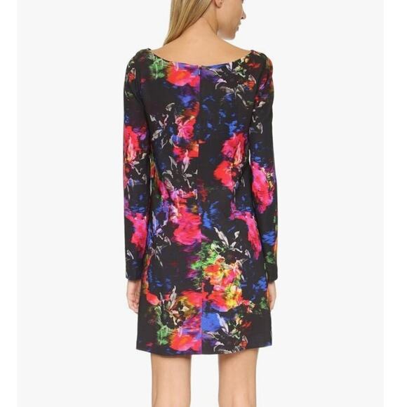 Milly Monet Jewel Floral Printed A Line Long Sleeve Black Multicolor Dress 12 - Picture 13 of 13